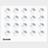 Blue Floral Garden Baby shower Favor Ronde Sticker (Vel)