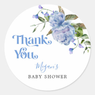 Blue Floral Garden Baby shower Favor Ronde Sticker