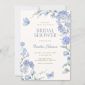 Blue floral garden bridal shower kaart (Voorkant)