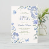 Blue floral garden bridal shower kaart (Staand voorkant)