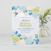 Blue floral garden bridal shower kaart (Staand voorkant)