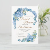 Blue Floral Garden Bruidsdouche uitnodiging (Staand voorkant)