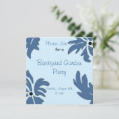 Blue Floral Garden Party Invitation Kaart (Staand voorkant)