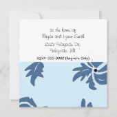 Blue Floral Garden Party Invitation Kaart (Achterkant)