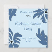 Blue Floral Garden Party Invitation Kaart (Voorkant)