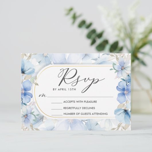 Blue Floral Garden Sweet Sixteen 16 Verjaardag RSV Kaart (Staand voorkant)