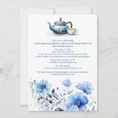 Blue Floral Garden Tea Party Vrijgezellenfeest Kaart (Voorkant)