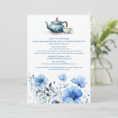 Blue Floral Garden Tea Party Vrijgezellenfeest Kaart (Staand voorkant)