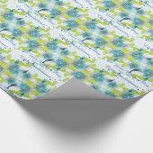 Blue Floral Gefeliciteerd Weddag Gift Wrap Cadeaupapier (Hoek)