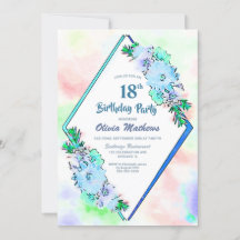 Blue Floral Geometric 18th Birthday Party