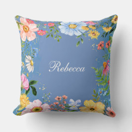 Blue Floral gepersonaliseerd Sierkussen