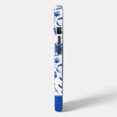 Blue Floral gepersonaliseerde iPhone case (Achterkant / Links)