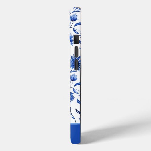 Blue Floral gepersonaliseerde iPhone case (Achterkant / Links)