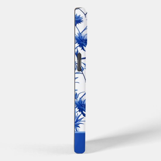 Blue Floral gepersonaliseerde iPhone case (Achterkant / Rechts)