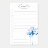 Blue Floral gepersonaliseerde to-do lijst Post-it® Notes (Voorkant)