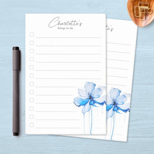 Blue Floral gepersonaliseerde to-do lijst Post-it® Notes