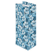 Blue Floral Gift Bag Wijn Cadeautas (Achterkant Gekanteld)