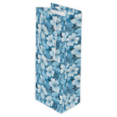 Blue Floral Gift Bag Wijn Cadeautas (Voorkant Gekanteld)