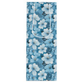 Blue Floral Gift Bag Wijn Cadeautas (Voorkant)