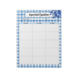 Blue Floral Gingham _ Belangrijke vergelijkingen Notitieblok