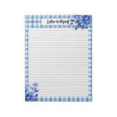 Blue Floral Gingham _ Brief aan mijzelf Notitieblok (Linkerzijde)
