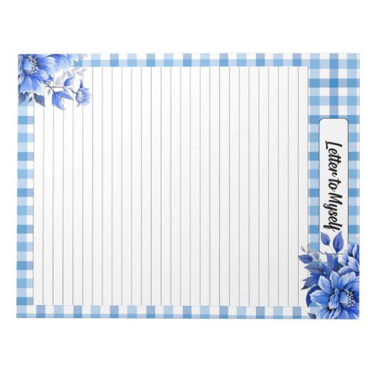 Blue Floral Gingham _ Brief aan mijzelf Notitieblok (Voorkant)