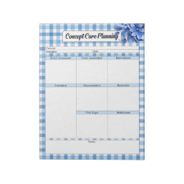 Blue Floral Gingham_ Concept Zorgplanning Notitieblok