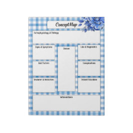 Blue Floral Gingham _ Conceptkaart Notitieblok