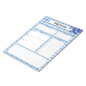 Blue Floral Gingham_ Dagelijks overzicht Notitieblok (Schuin)