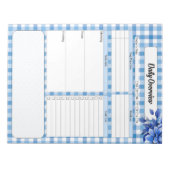 Blue Floral Gingham_ Dagelijks overzicht Notitieblok (Voorkant)