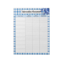 Blue Floral Gingham _ Interventie beoordeling Notitieblok