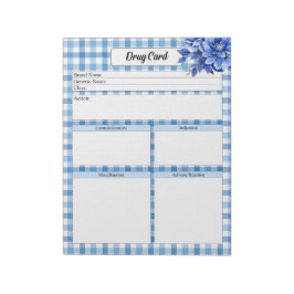 Blue Floral Gingham _Kaart Notitieblok