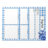 Blue Floral Gingham _Kaart Notitieblok (Voorkant)