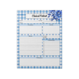 Blue Floral Gingham _ Klinische patiënt Notitieblok