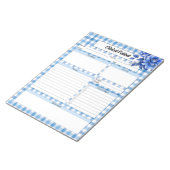 Blue Floral Gingham _ Klinische patiënt Notitieblok (Schuin)