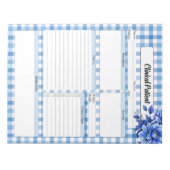Blue Floral Gingham _ Klinische patiënt Notitieblok (Voorkant)