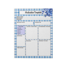 Blue Floral Gingham _ Medicatie Sjabloon