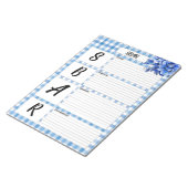Blue Floral Gingham _ SBAR Temp Notitieblok (Schuin)