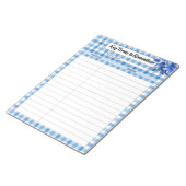 Blue Floral Gingham _ Sleutelbegrippen om te ontho Notitieblok (Schuin)