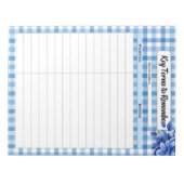 Blue Floral Gingham _ Sleutelbegrippen om te ontho Notitieblok (Voorkant)