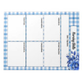 Blue Floral Gingham_ Verpleegkunde Notitieblok (Voorkant)