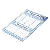 Blue Floral Gingham_ Verpleging Data Collectie Notitieblok (Schuin)