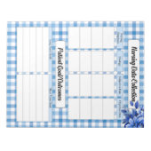 Blue Floral Gingham_ Verpleging Data Collectie Notitieblok (Voorkant)