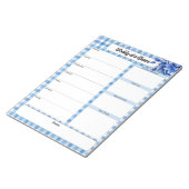 Blue Floral Gingham_ Week in een oogopslag Notitieblok (Schuin)
