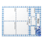 Blue Floral Gingham _ Ziekte Temp 1 Notitieblok (Voorkant)