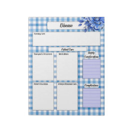Blue Floral Gingham _ Ziekte Temp 2 Notitieblok