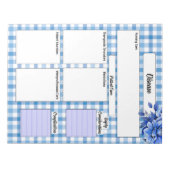 Blue Floral Gingham _ Ziekte Temp 2 Notitieblok (Voorkant)