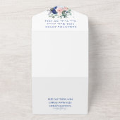 Blue Floral Girly Peony Sweet 16 Floral Sixteen All In One Uitnodiging (Buitenkant)