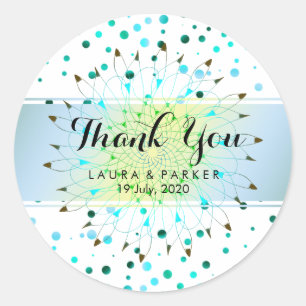 Blue Floral Glitter Bedankt voor je bruiloft Confe Ronde Sticker