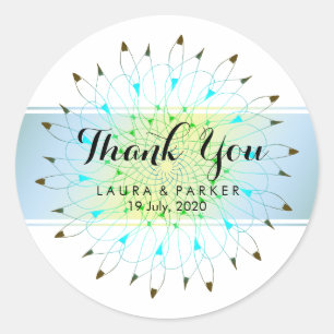 Blue Floral Glitter Bedankt voor je huwelijk Ronde Sticker
